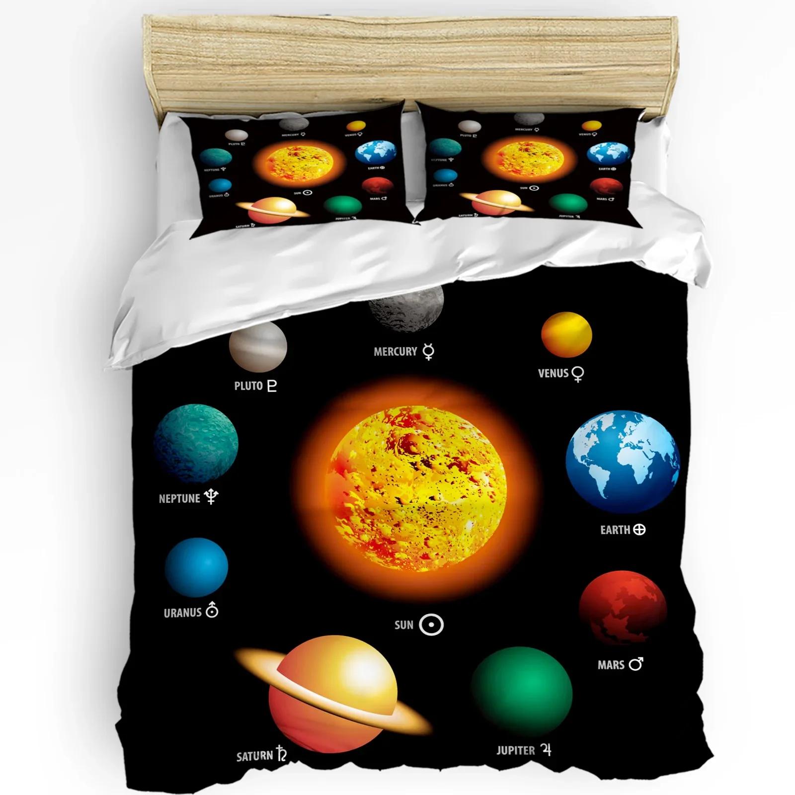 Planetary System Printed Comfort Duvet Cover Pillow Case Home Textile Quilt Cover Boy Kid Teen Girl Luxury 3pcs Bedd